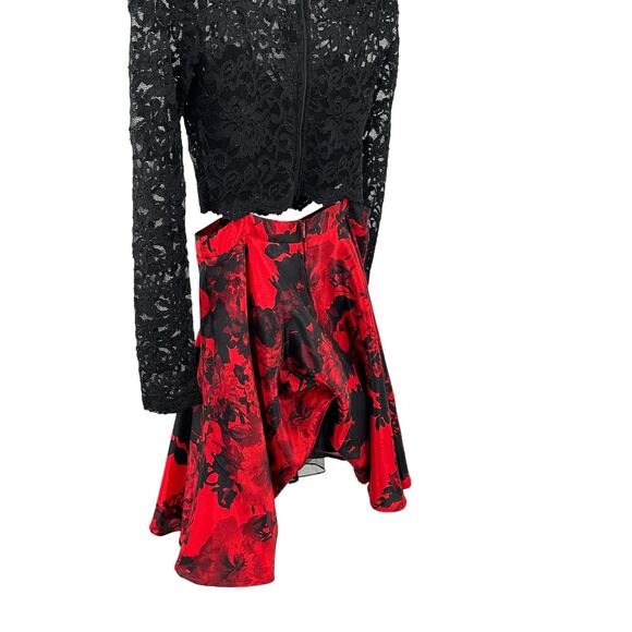 City Triangles Prom Cocktail two Piece Party Black Red Lace Juniors Size 5 - Picture 7 of 12